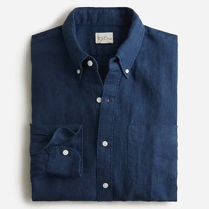 NWT J Crew Navy Linen Button Down Shirt